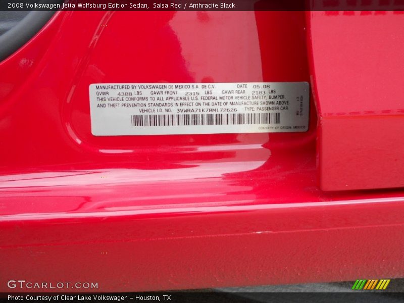 Salsa Red / Anthracite Black 2008 Volkswagen Jetta Wolfsburg Edition Sedan