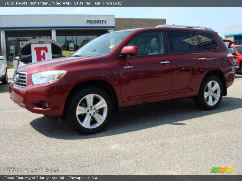 Salsa Red Pearl / Ash Gray 2008 Toyota Highlander Limited 4WD