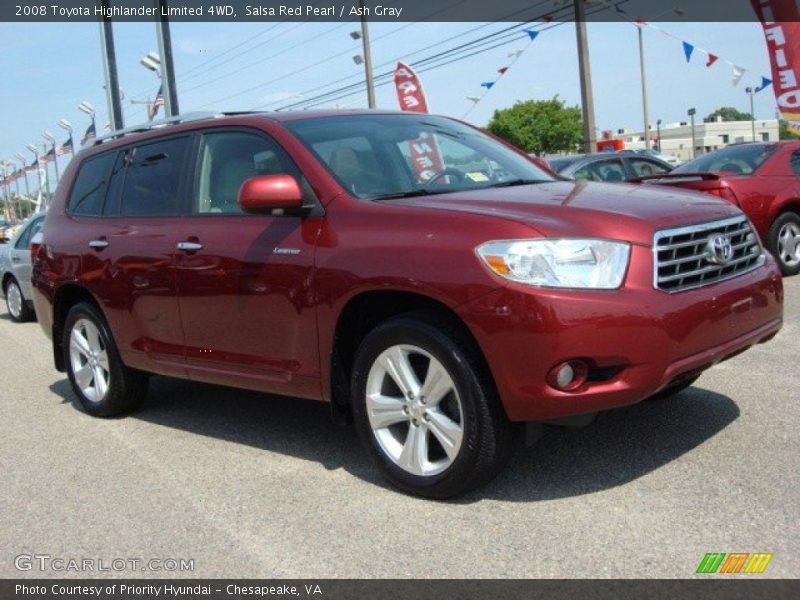 Salsa Red Pearl / Ash Gray 2008 Toyota Highlander Limited 4WD