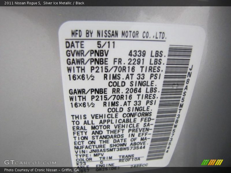 Silver Ice Metallic / Black 2011 Nissan Rogue S