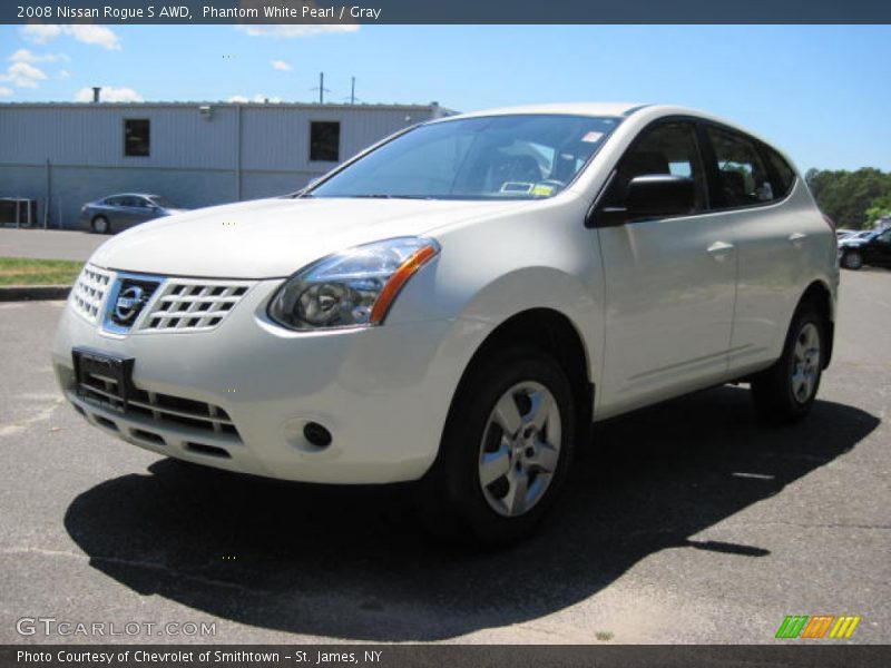 Phantom White Pearl / Gray 2008 Nissan Rogue S AWD