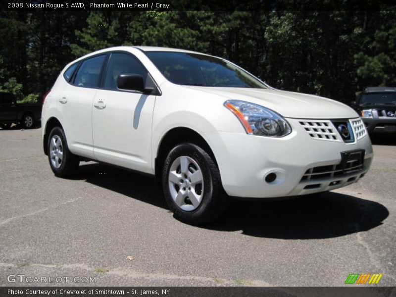 Phantom White Pearl / Gray 2008 Nissan Rogue S AWD