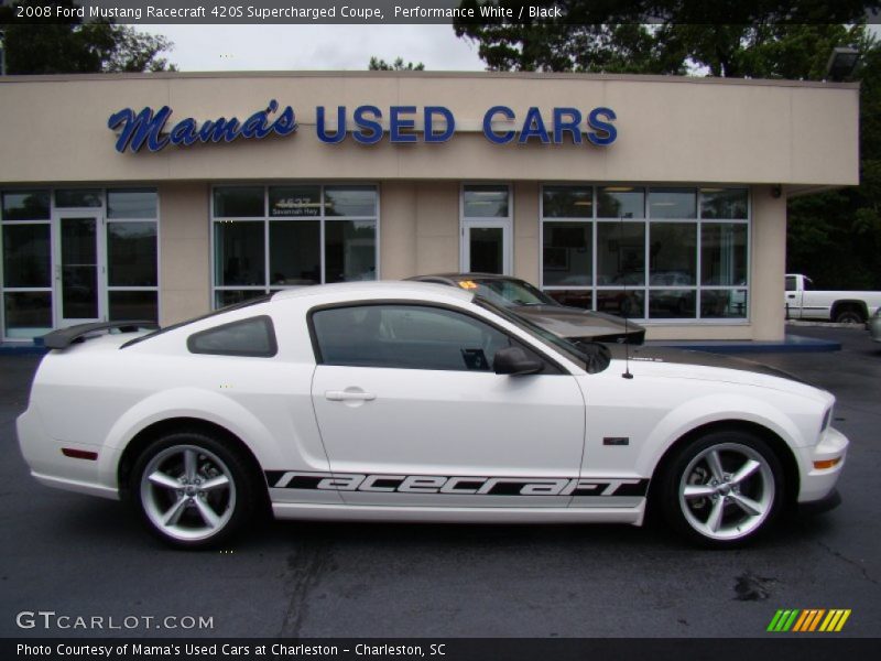 Performance White / Black 2008 Ford Mustang Racecraft 420S Supercharged Coupe