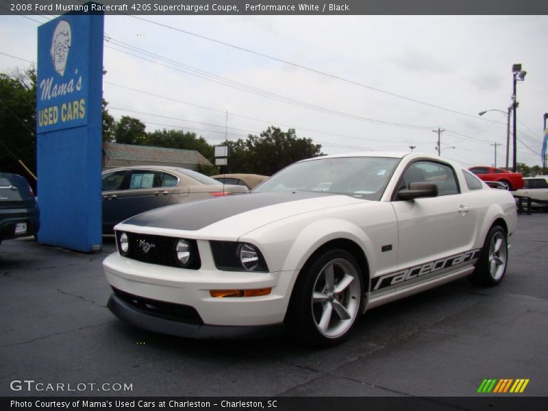 Performance White / Black 2008 Ford Mustang Racecraft 420S Supercharged Coupe