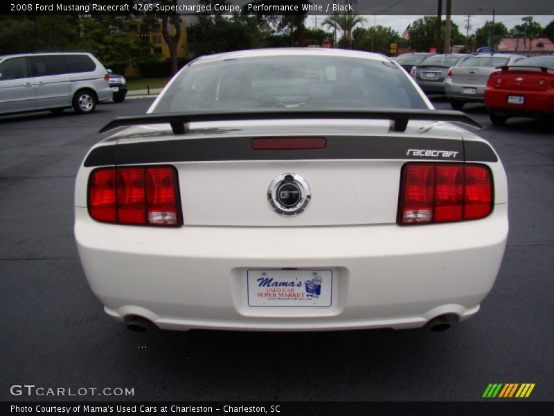 Performance White / Black 2008 Ford Mustang Racecraft 420S Supercharged Coupe