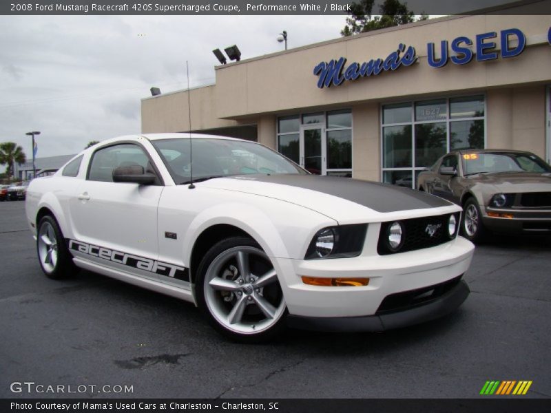 Performance White / Black 2008 Ford Mustang Racecraft 420S Supercharged Coupe