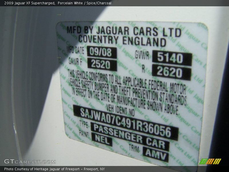 Porcelain White / Spice/Charcoal 2009 Jaguar XF Supercharged