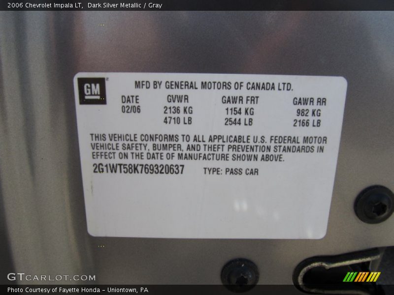 Dark Silver Metallic / Gray 2006 Chevrolet Impala LT