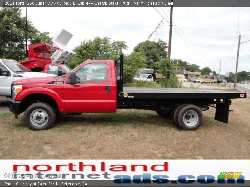 Vermillion Red / Steel 2011 Ford F350 Super Duty XL Regular Cab 4x4 Chassis Stake Truck
