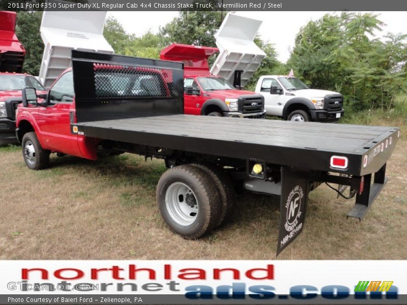 Vermillion Red / Steel 2011 Ford F350 Super Duty XL Regular Cab 4x4 Chassis Stake Truck