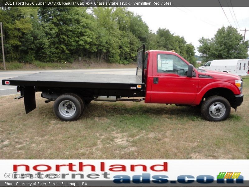 Vermillion Red / Steel 2011 Ford F350 Super Duty XL Regular Cab 4x4 Chassis Stake Truck
