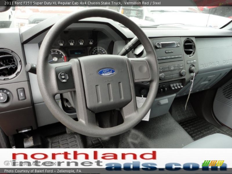 Vermillion Red / Steel 2011 Ford F350 Super Duty XL Regular Cab 4x4 Chassis Stake Truck