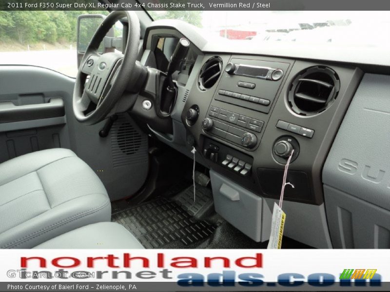 Vermillion Red / Steel 2011 Ford F350 Super Duty XL Regular Cab 4x4 Chassis Stake Truck