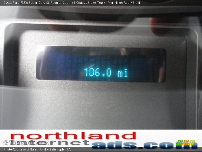 Vermillion Red / Steel 2011 Ford F350 Super Duty XL Regular Cab 4x4 Chassis Stake Truck