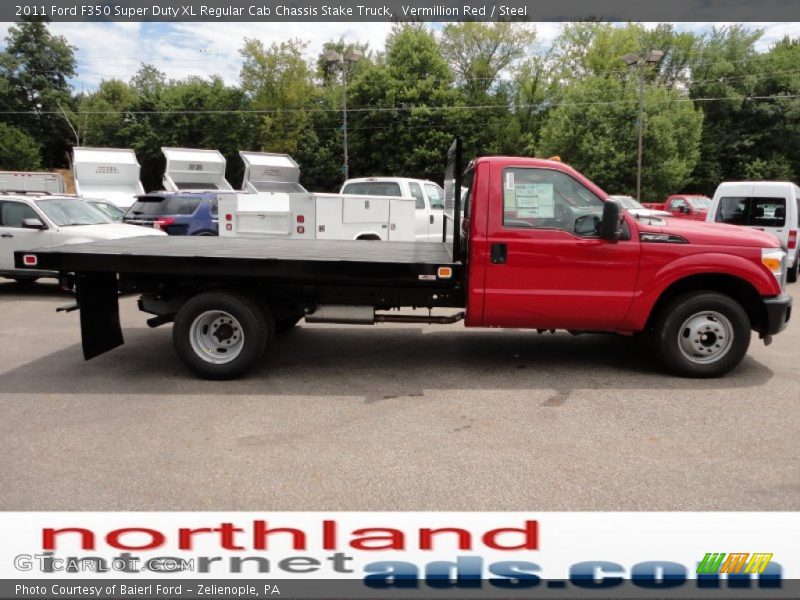 Vermillion Red / Steel 2011 Ford F350 Super Duty XL Regular Cab Chassis Stake Truck