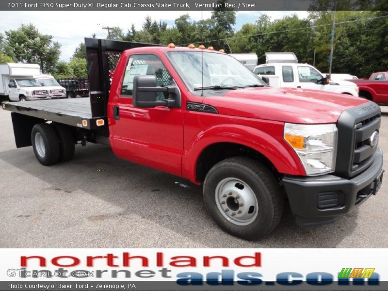 Vermillion Red / Steel 2011 Ford F350 Super Duty XL Regular Cab Chassis Stake Truck