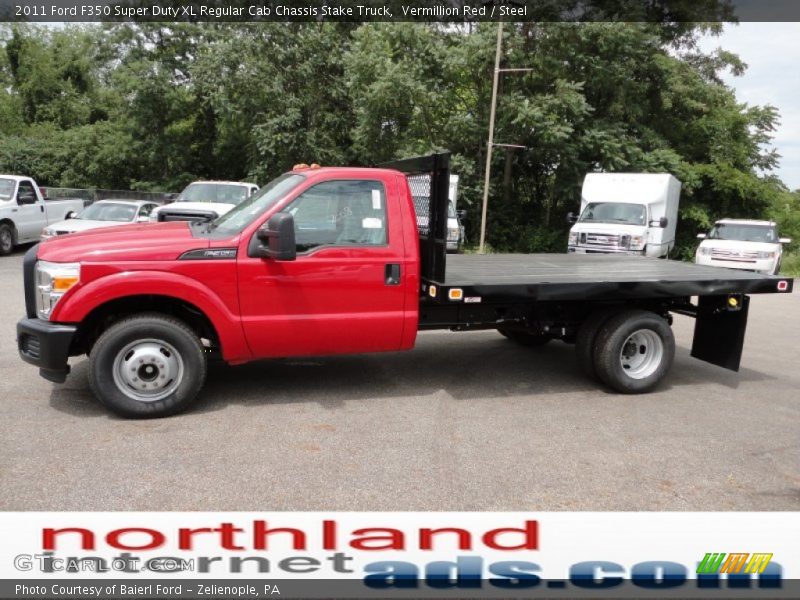 Vermillion Red / Steel 2011 Ford F350 Super Duty XL Regular Cab Chassis Stake Truck