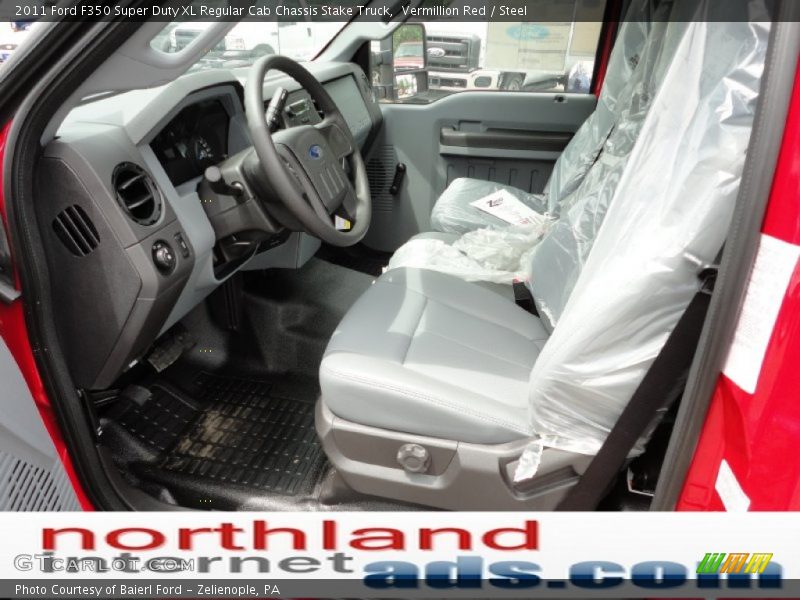 Vermillion Red / Steel 2011 Ford F350 Super Duty XL Regular Cab Chassis Stake Truck