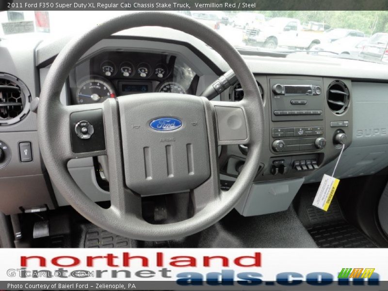 Vermillion Red / Steel 2011 Ford F350 Super Duty XL Regular Cab Chassis Stake Truck