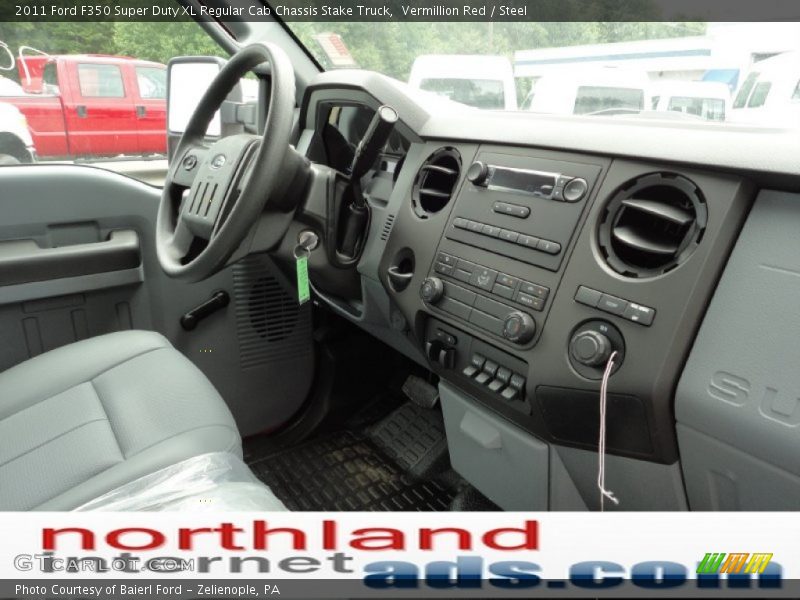 Vermillion Red / Steel 2011 Ford F350 Super Duty XL Regular Cab Chassis Stake Truck