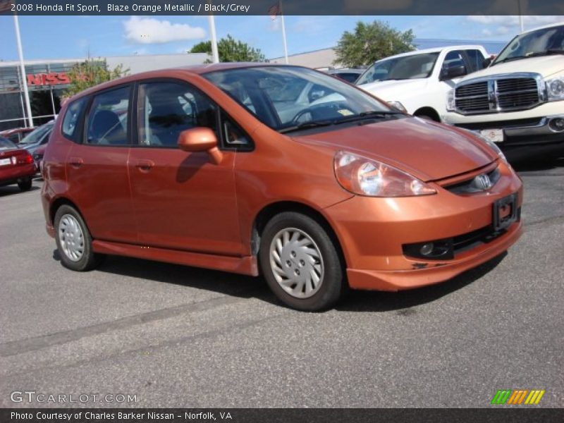 Blaze Orange Metallic / Black/Grey 2008 Honda Fit Sport