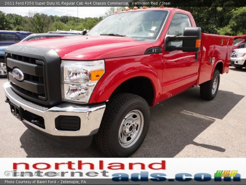 Vermillion Red / Steel 2011 Ford F350 Super Duty XL Regular Cab 4x4 Chassis Commercial