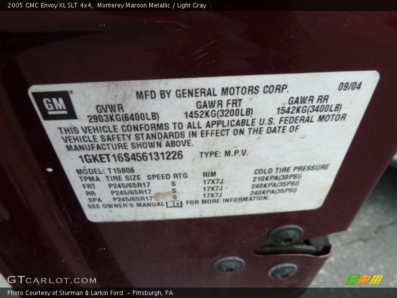 Monterey Maroon Metallic / Light Gray 2005 GMC Envoy XL SLT 4x4