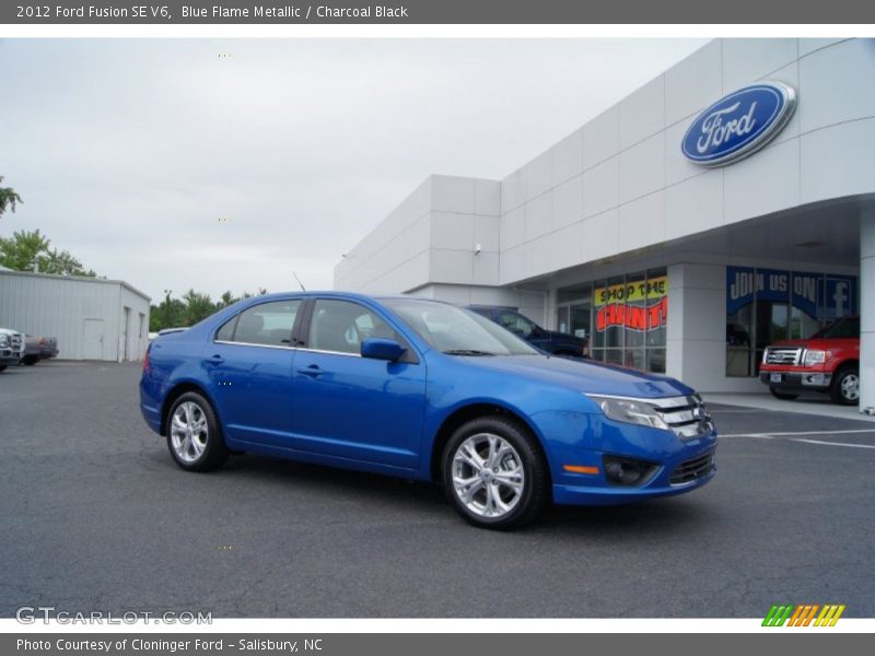 Blue Flame Metallic / Charcoal Black 2012 Ford Fusion SE V6