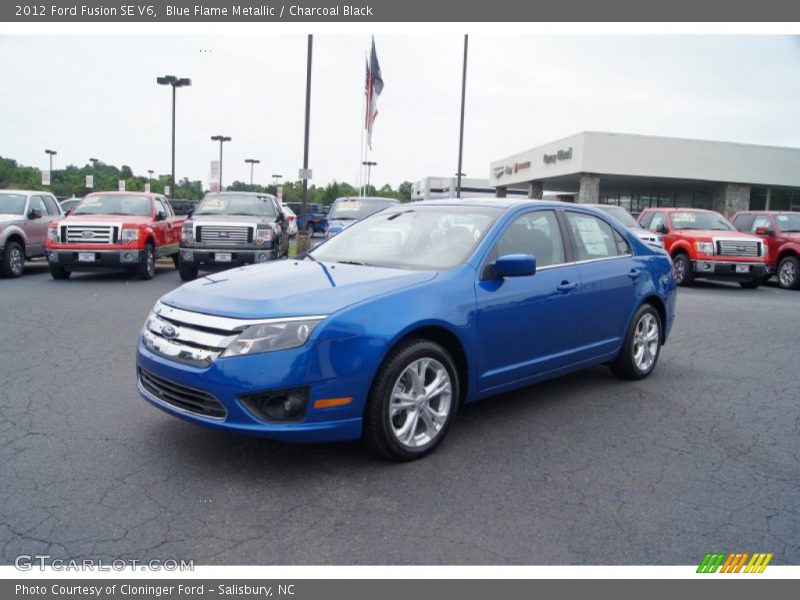 Blue Flame Metallic / Charcoal Black 2012 Ford Fusion SE V6