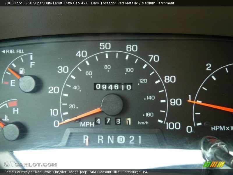 Dark Toreador Red Metallic / Medium Parchment 2000 Ford F250 Super Duty Lariat Crew Cab 4x4