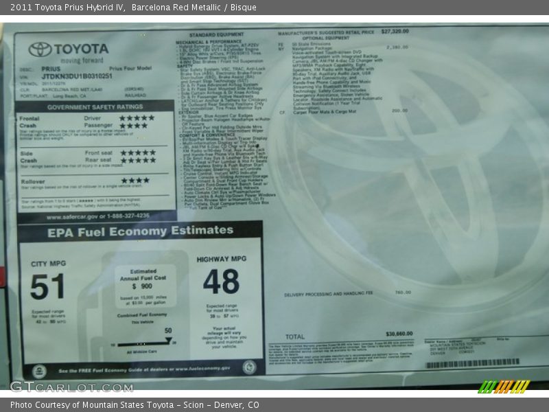 Barcelona Red Metallic / Bisque 2011 Toyota Prius Hybrid IV