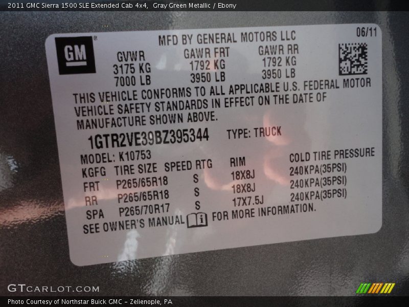 Gray Green Metallic / Ebony 2011 GMC Sierra 1500 SLE Extended Cab 4x4