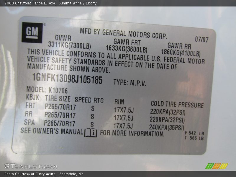 Summit White / Ebony 2008 Chevrolet Tahoe LS 4x4