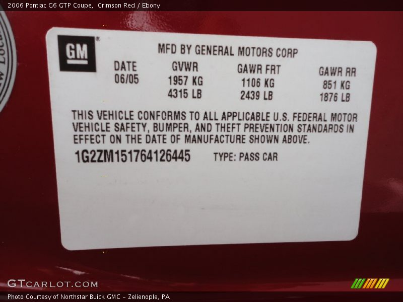 Crimson Red / Ebony 2006 Pontiac G6 GTP Coupe