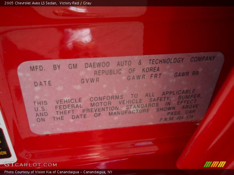 Victory Red / Gray 2005 Chevrolet Aveo LS Sedan