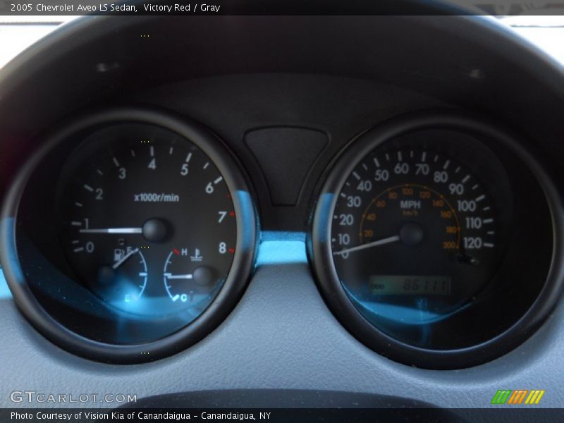 Victory Red / Gray 2005 Chevrolet Aveo LS Sedan