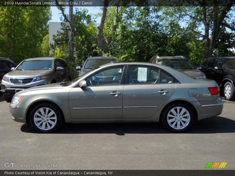 Willow Gray / Camel 2009 Hyundai Sonata Limited