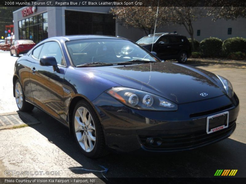 Regatta Blue / GT Black Leather/Black Sport Grip 2008 Hyundai Tiburon GT