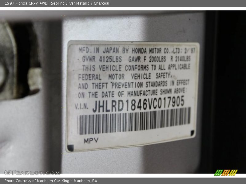 Sebring Silver Metallic / Charcoal 1997 Honda CR-V 4WD