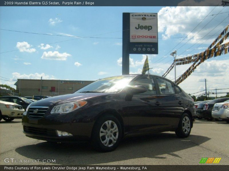 Purple Rain / Beige 2009 Hyundai Elantra GLS Sedan