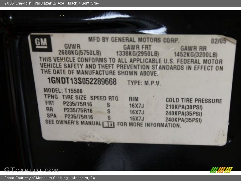 Black / Light Gray 2005 Chevrolet TrailBlazer LS 4x4