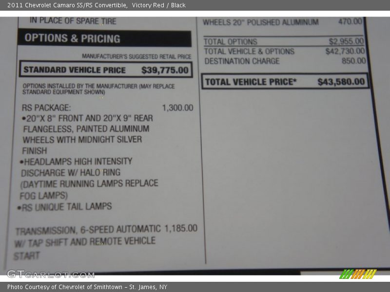Victory Red / Black 2011 Chevrolet Camaro SS/RS Convertible