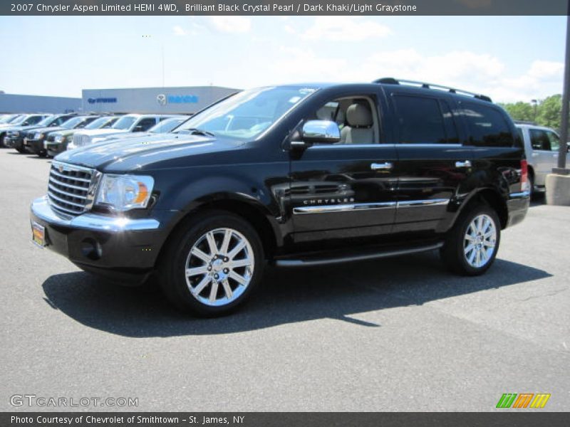 Brilliant Black Crystal Pearl / Dark Khaki/Light Graystone 2007 Chrysler Aspen Limited HEMI 4WD