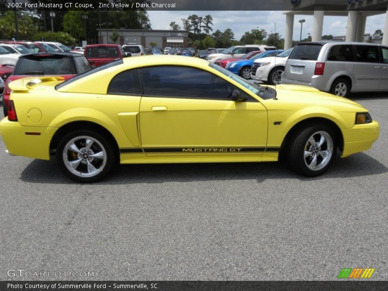 Zinc Yellow / Dark Charcoal 2002 Ford Mustang GT Coupe