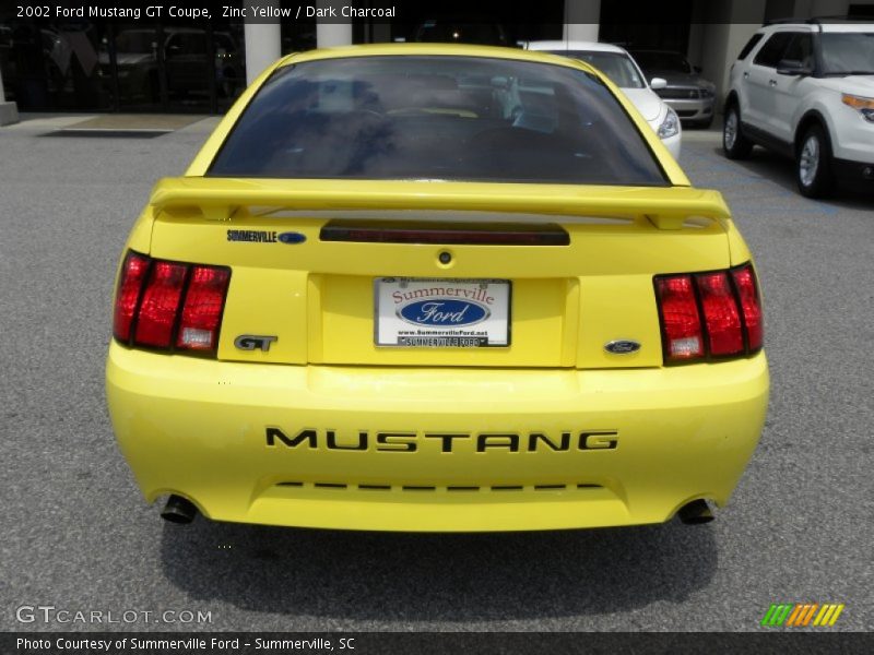 Zinc Yellow / Dark Charcoal 2002 Ford Mustang GT Coupe