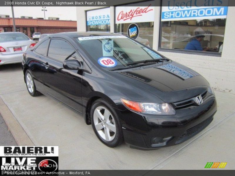 Nighthawk Black Pearl / Black 2008 Honda Civic EX Coupe