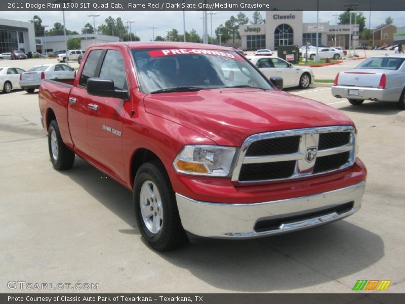 Flame Red / Dark Slate Gray/Medium Graystone 2011 Dodge Ram 1500 SLT Quad Cab