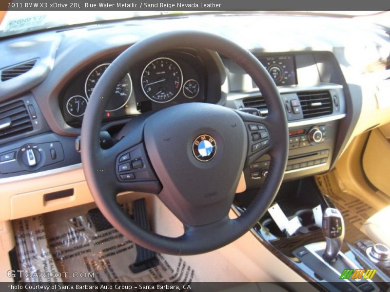 Blue Water Metallic / Sand Beige Nevada Leather 2011 BMW X3 xDrive 28i