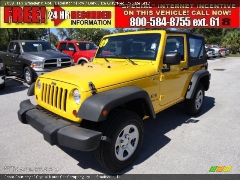 Detonator Yellow / Dark Slate Gray/Medium Slate Gray 2009 Jeep Wrangler X 4x4