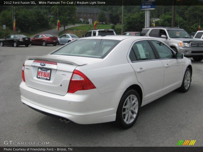 White Platinum Tri-Coat / Medium Light Stone 2012 Ford Fusion SEL
